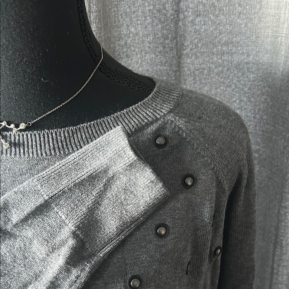 Halogen Gray Crew Neck Sweater with Playful Dots - Picture 4 of 5